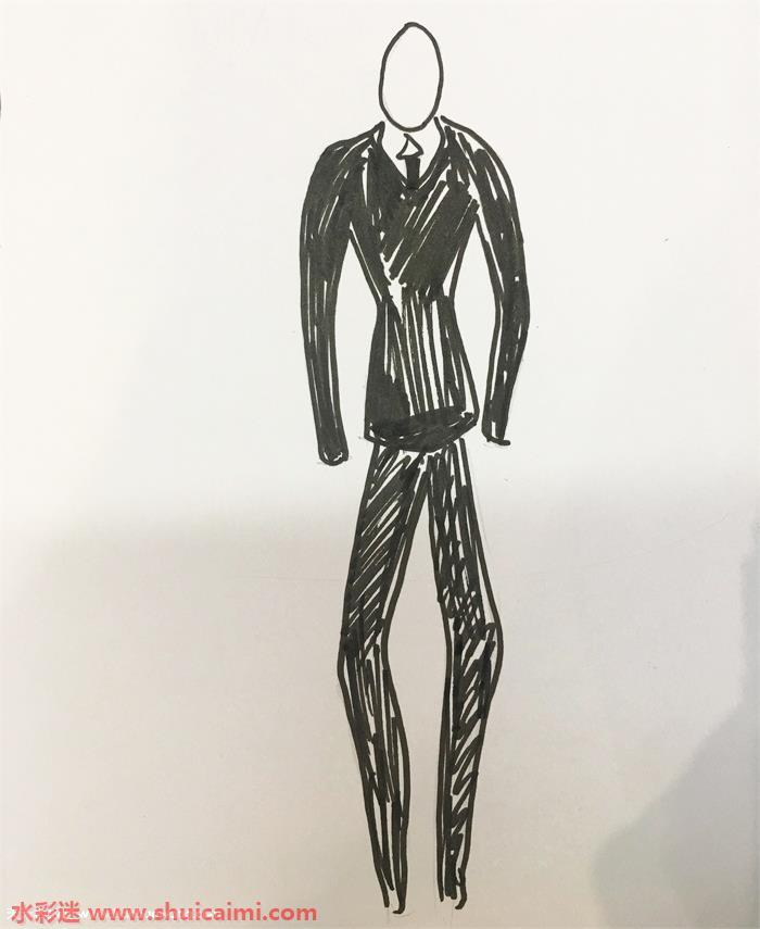 如何画瘦长鬼影 瘦长鬼影简笔画步骤教程