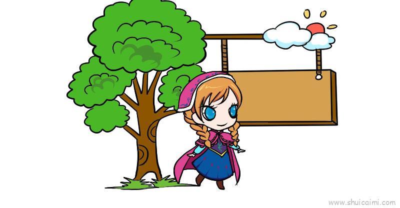 森林里的小女孩卡通简笔画教程