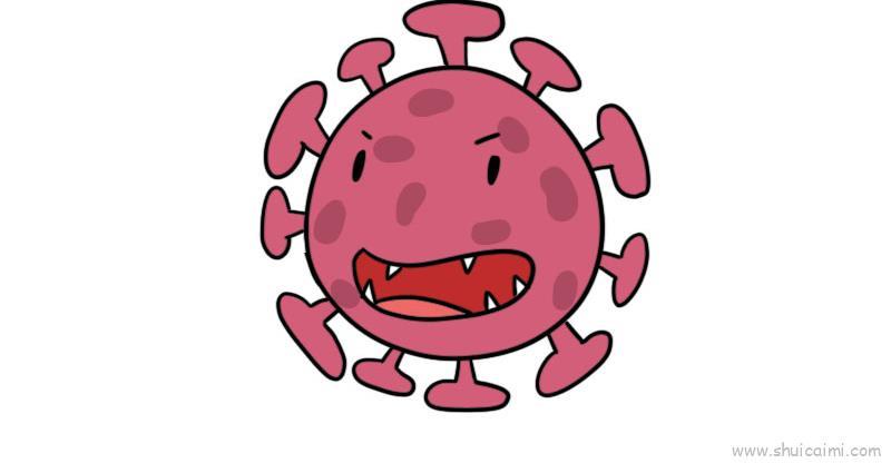 新型冠状病毒内容儿童画怎么画 新型冠状病毒内容简笔画顺序