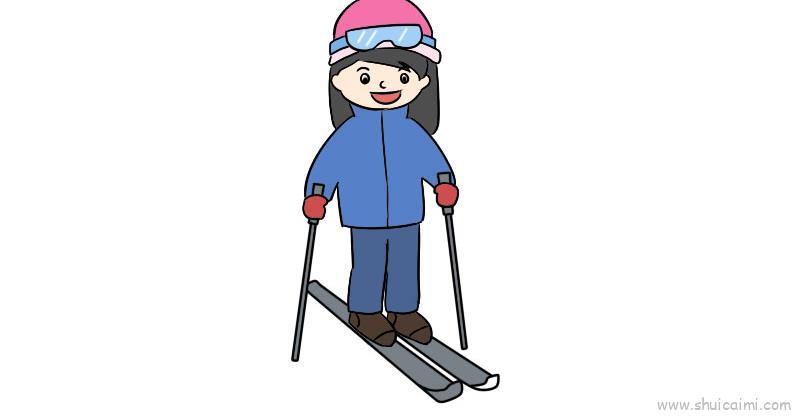 滑雪儿童画怎么画 滑雪简笔画画法