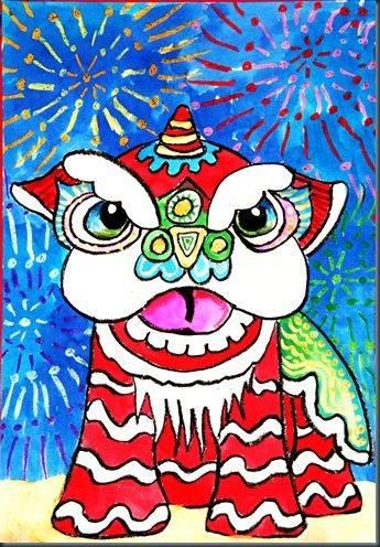 舞狮简笔画 舞狮简笔画彩色
