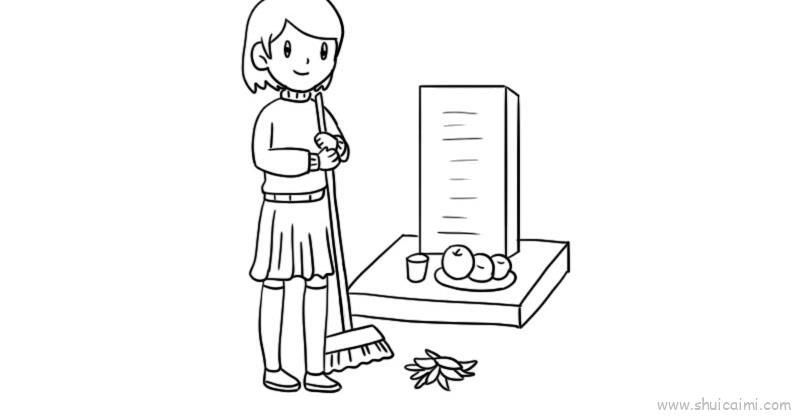 清明扫墓儿童画怎么画 清明扫墓简笔画图片