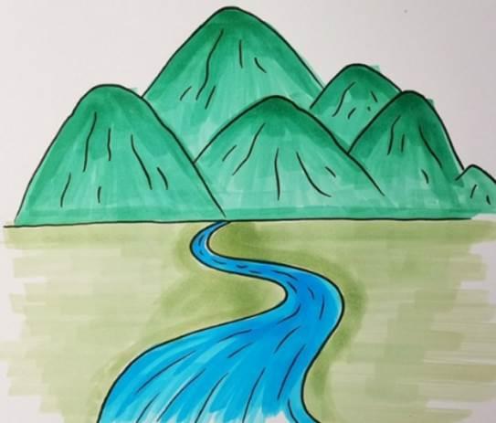 河流简笔画 河流简笔画图片带颜色