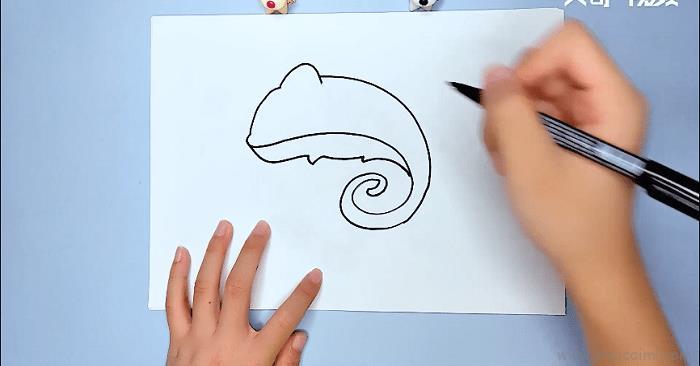变色龙儿童画怎么画 变色龙简笔画步骤