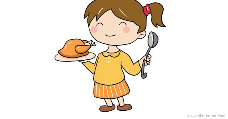 感恩节吃火鸡儿童画怎么画 感恩节吃火鸡简笔画画法