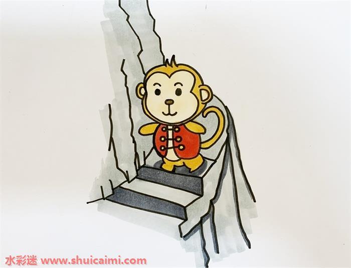 小猴子下山简笔画怎么画图片彩色