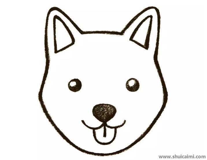 小狗可爱头部儿童简笔画