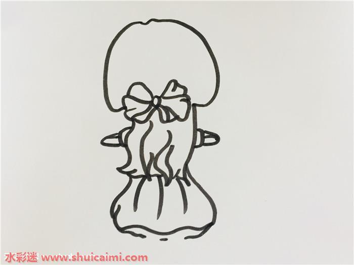 女孩背影怎么画 女孩背影简笔画简单易画彩色