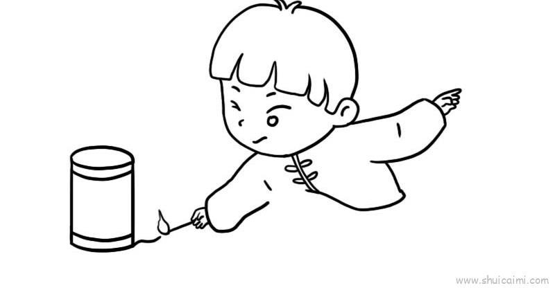 放鞭炮儿童画怎么画 放鞭炮简笔画简单又好看