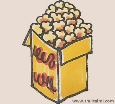 美味的爆米花儿童简笔画绘画教学