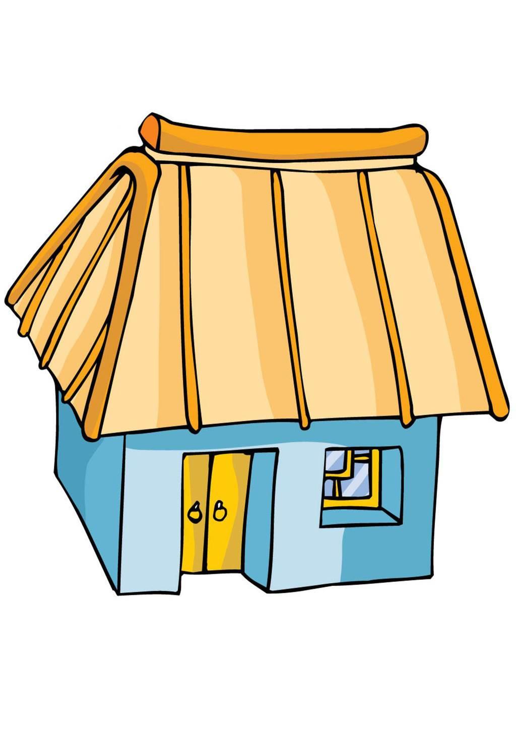 房子简笔画图片带颜色 农村房子简笔画图片带颜色