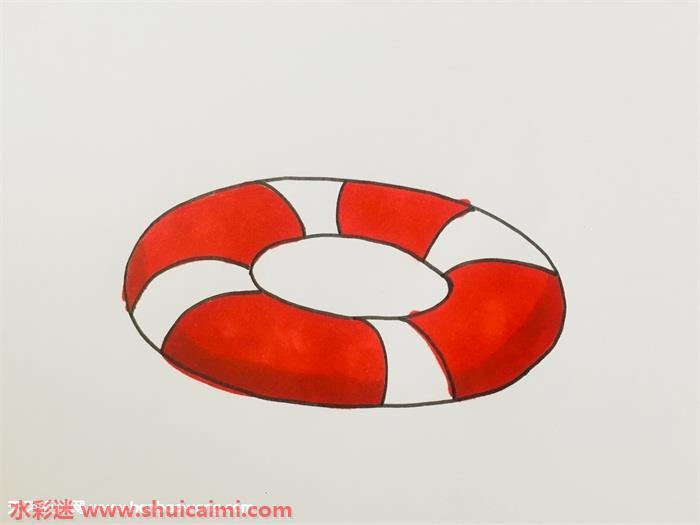 游泳圈怎么画 游泳圈简笔画彩色