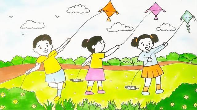 放风筝简笔画 放风筝简笔画儿童画