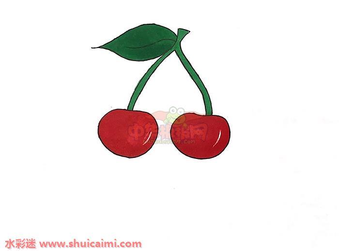 樱桃怎么画 樱桃简笔画彩色