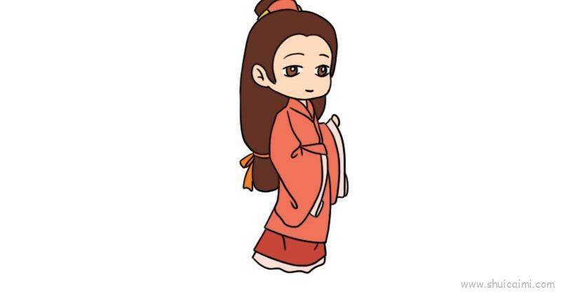 汉服女儿童画怎么画 汉服女简笔画简单