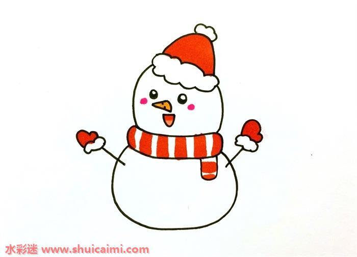 圣诞雪人怎么画 圣诞雪人简笔画上色教程图解