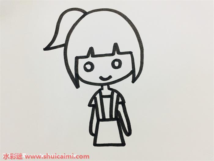 马尾女孩简笔画怎么画步骤
