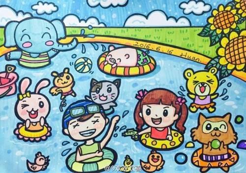 游泳简笔画 游泳简笔画男孩图片