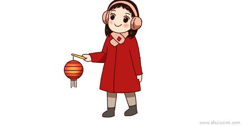 元宵节小女孩儿童画怎么画 元宵节小女孩简笔画画法