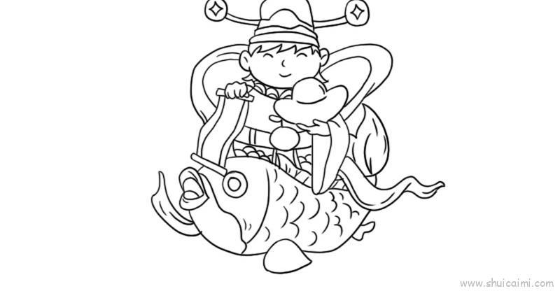 财源滚滚年画儿童画怎么画 财源滚滚年画简笔画图片