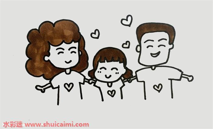 一家三口怎么画 一家三口简笔画步骤