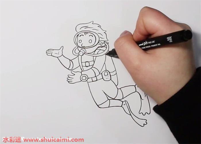 潜水员怎么画 潜水员简笔画步骤图
