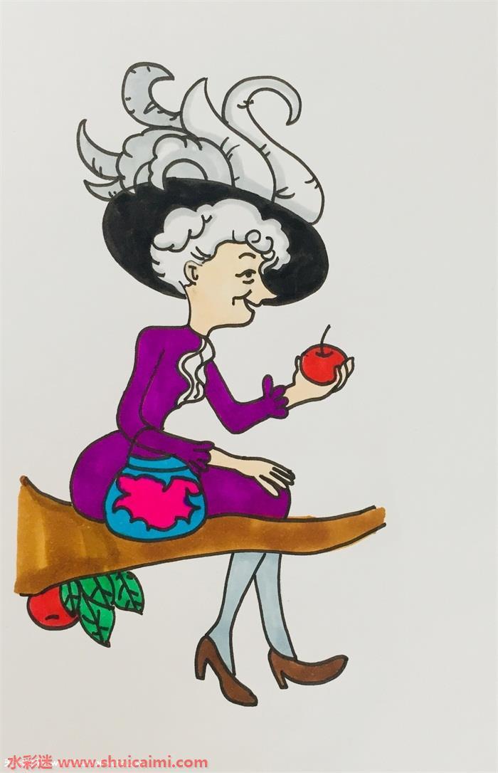 苹果树上外婆怎么画 苹果树上外婆简笔画图片大全