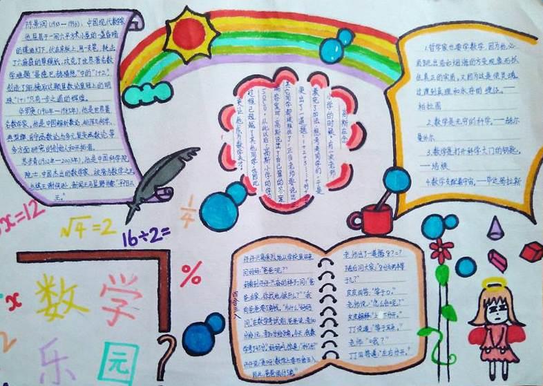 数学小报六年级模板简笔画 数学小报六年级手绘