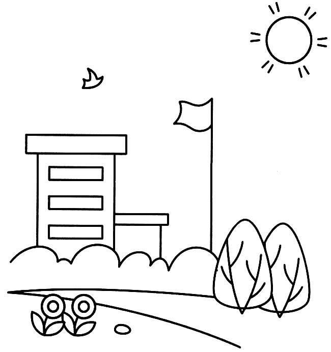 校园简笔画 校园简笔画图片大全大图