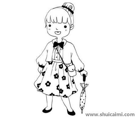 时尚小女孩儿童简笔画图片大全