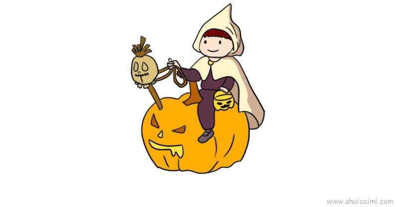 女巫与南瓜儿童画怎么画 女巫与南瓜简笔画简单又好看