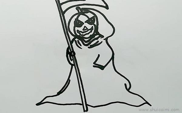 南瓜死神儿童画怎么画 南瓜死神简笔画图片