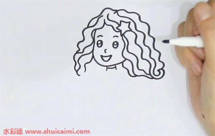 卷发女孩简笔画怎么画画法