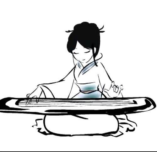 古筝简笔画 小女孩弹古筝简笔画