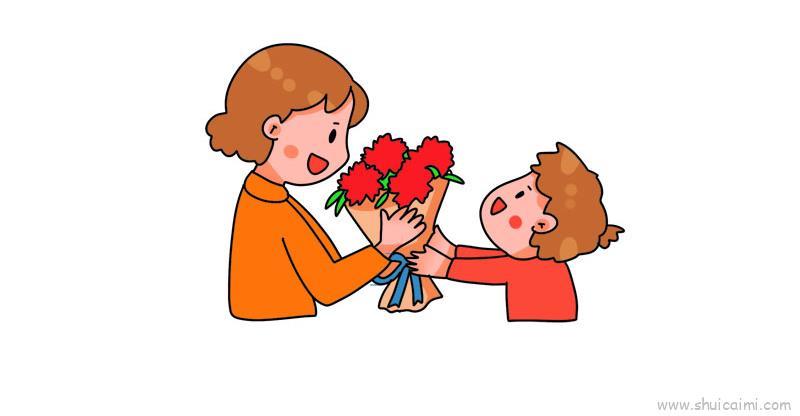 我给妈妈送花儿童画怎么画 我给妈妈送花简笔画好看