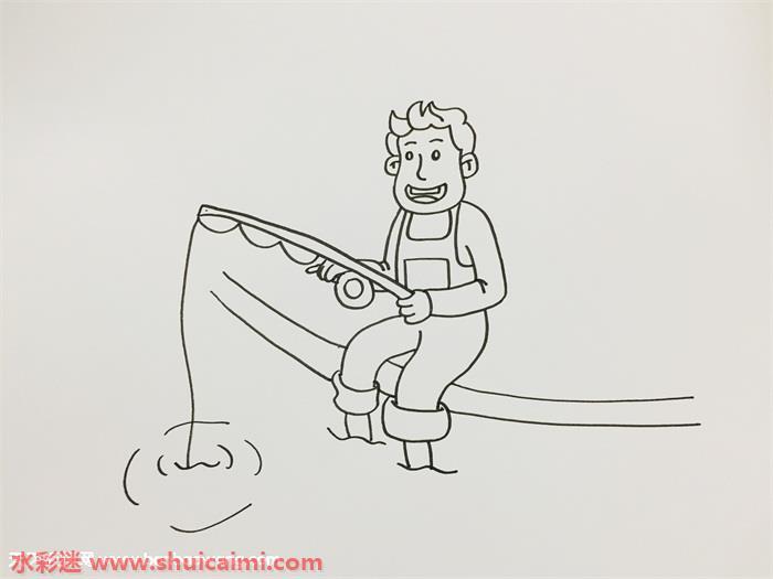 渔夫钓鱼怎么画 渔夫钓鱼简笔画图片彩色