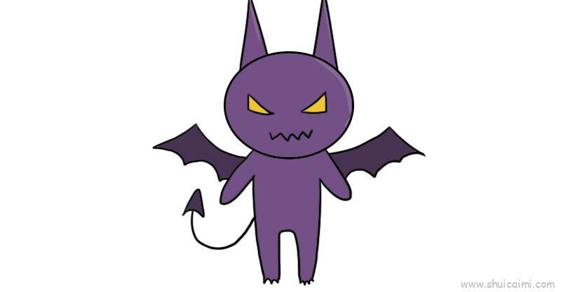 卡通蝙蝠儿童画绘画步骤教程