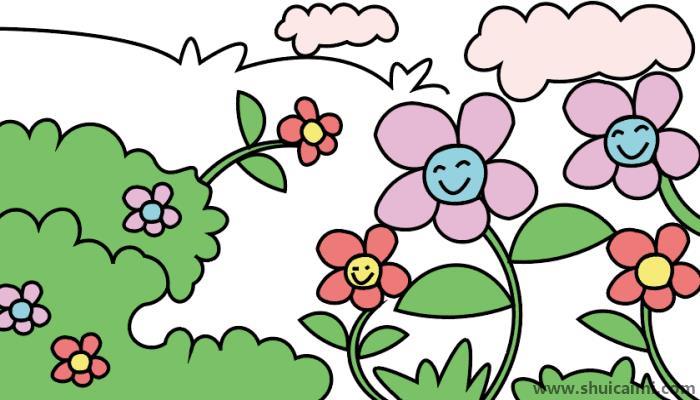 花丛简笔画怎么画 花丛简笔画图片大全