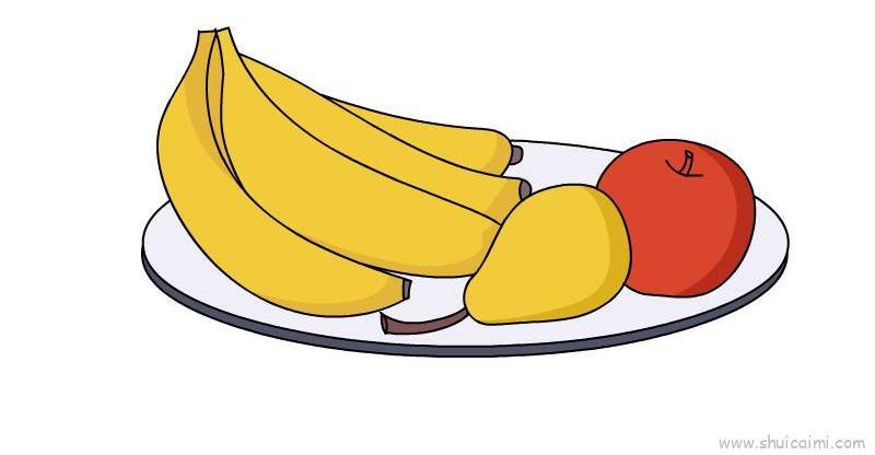 一盘水果静物卡通简笔画教程