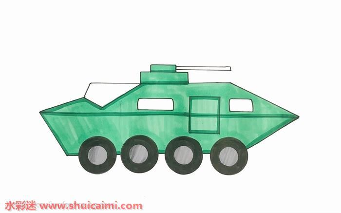 特警战车怎么画 特警战车简笔画图片大全带颜色