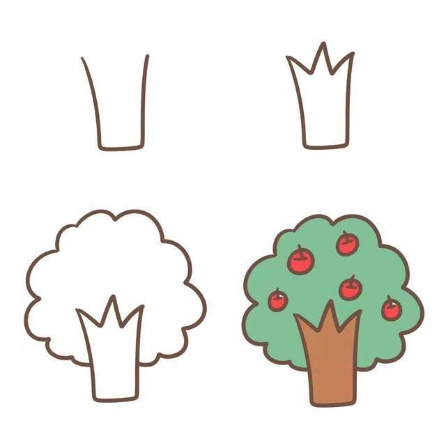 树简笔画 树简笔画彩色