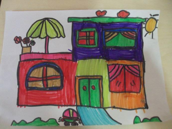 建房子儿童画简笔画 建房子绘画