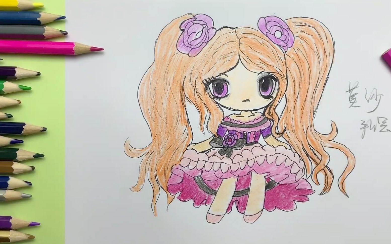 萝莉简笔画 可爱的小女孩图片