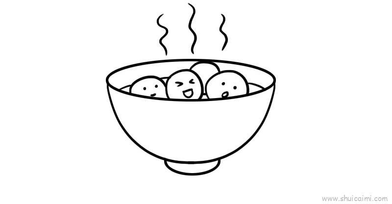 冬至汤圆儿童画怎么画 冬至汤圆简笔画图片大全