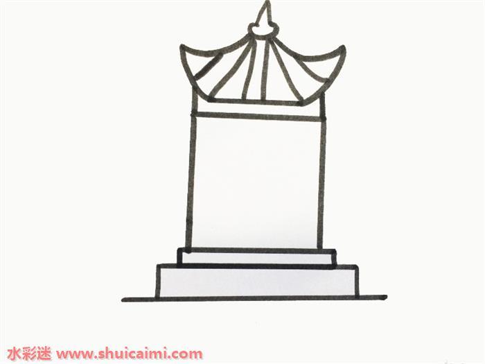 凉亭怎么画 凉亭简笔画简单彩色