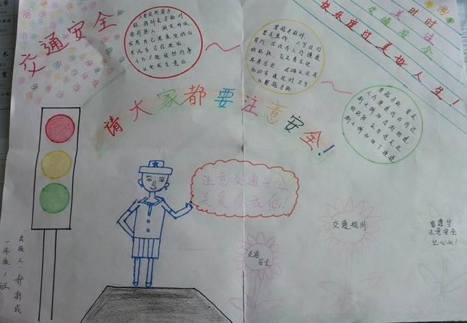 交通安全手抄报简笔画 二年级交通安全手抄报简笔画