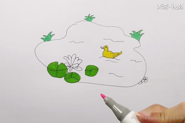 池塘简笔画怎么画 池塘简笔画图片