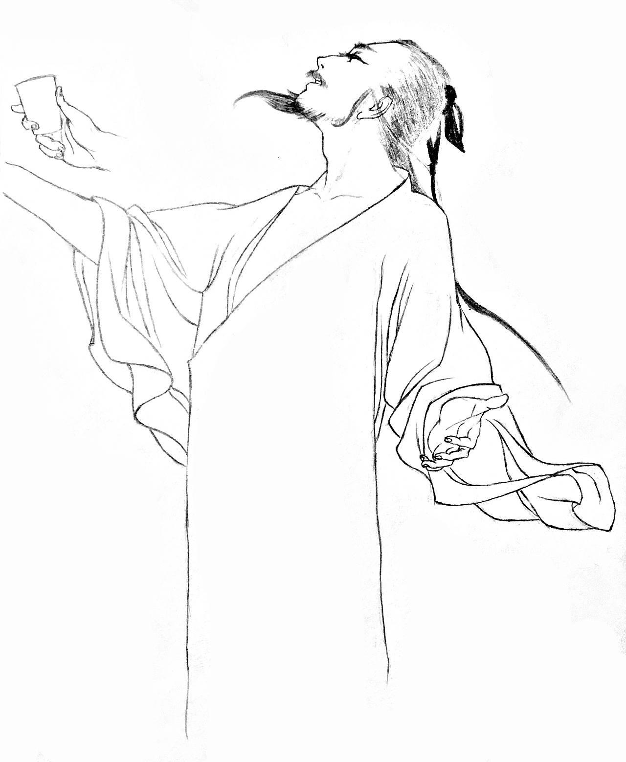 简笔画李白 简笔画李白儿童版