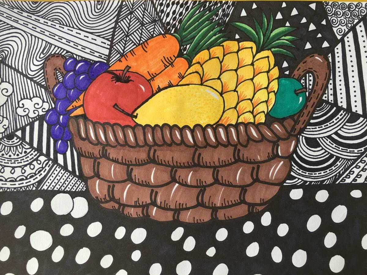 果篮简笔画 丰收果篮简笔画