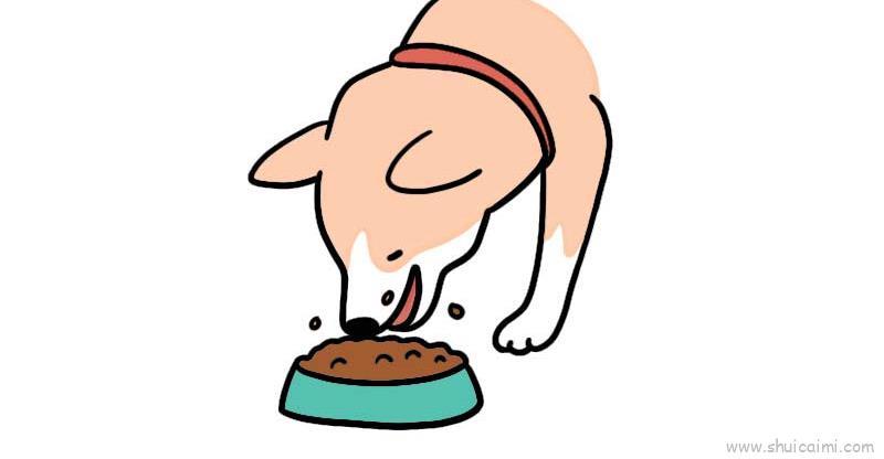 吃狗粮儿童画怎么画 吃狗粮简笔画画法